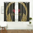 thumbnail image 3 of MKHERT I Love Music Gold Window Curtains Kitchen Curtain Room Bedroom Drapes Curtains 26x39 inch, 2 Piece, 3 of 3