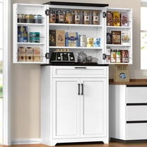71" H Pantry Cabinet, Kitchen Pantry Storage Cabinet with Adjustable Shelves and Door Shelves - Tall Food Storage Cabinets with Drawer for Kitchen/Dining Room/Living Room (White)