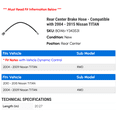 thumbnail image 2 of Rear Center Brake Hose - Compatible with 2004 - 2015 Nissan TITAN 2005 2006 2007 2008 2009 2010 2011 2012 2013 2014, 2 of 2