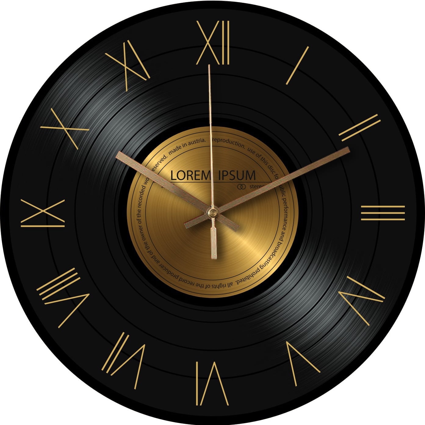 VOCOO 12-inch Vintage Roman numeral wall clock,Tempered Glass Material, Retro Black and Gold Tone for Home Decr