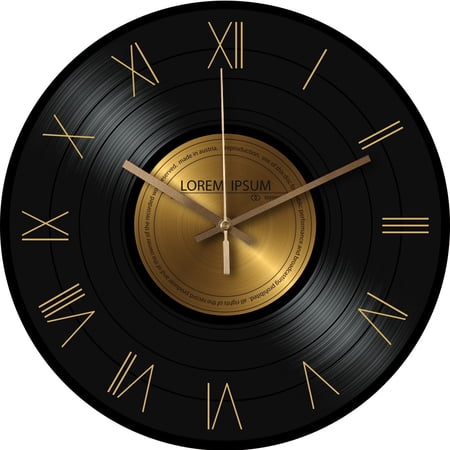 VOCOO 12-inch Vintage Roman numeral wall clock,Tempered Glass Material, Retro Black and Gold Tone for Home Decr