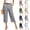 17# Gray, variant on Women's Cotton Linen Cropped Pants High Waist Pleated Casual Capris with Pockets Office Capri Pants Army Green S