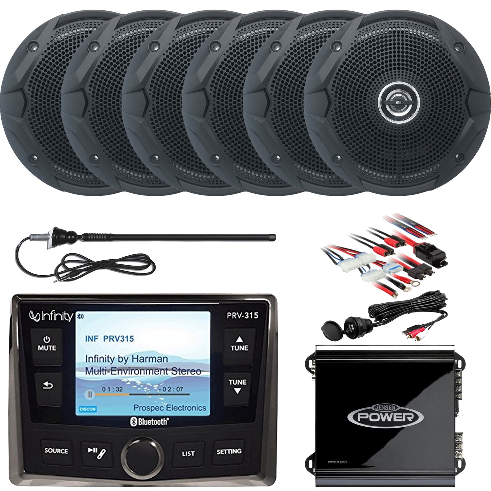 Infinity PRV315 Marine AM/FM Bluetooth USB Full Color Display Receiver