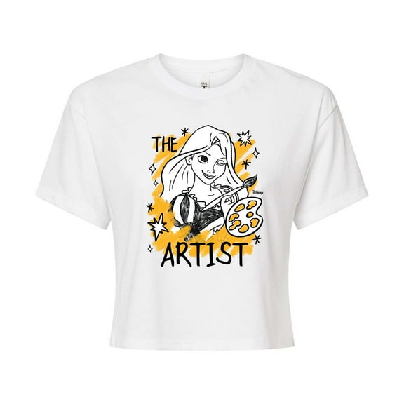 Disney - Rapunzel The Artist  - Juniors Cropped Cotton Blend T-Shirt