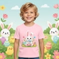 thumbnail image 1 of T-Shirt Graphique à Manches Courtes pour Garçons, Doux et Décontracté, Imprimé Coloré pour Pâques, 1 of 3