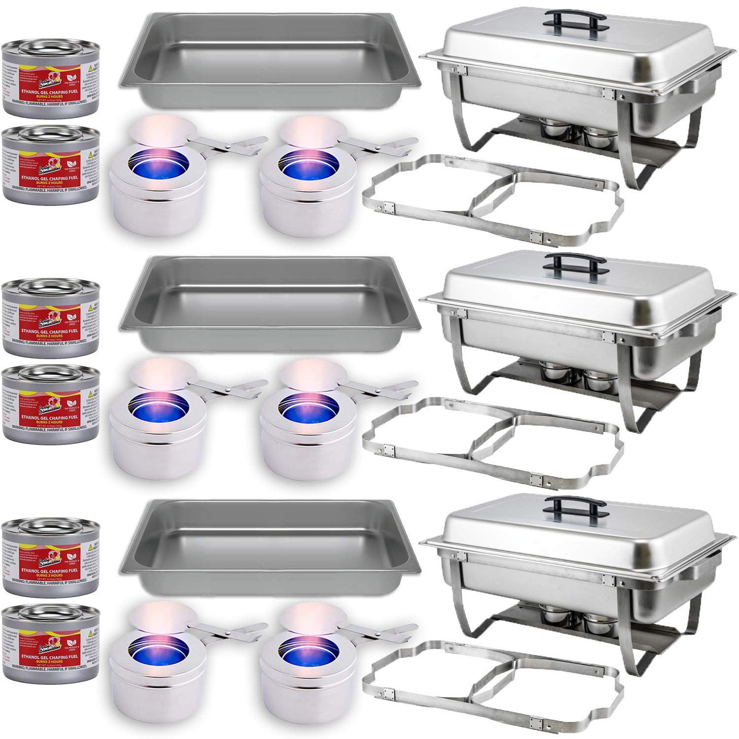 Chafing Dish Buffet Set w/Fuel ? Folding Frame + Water Pan + Food Pan