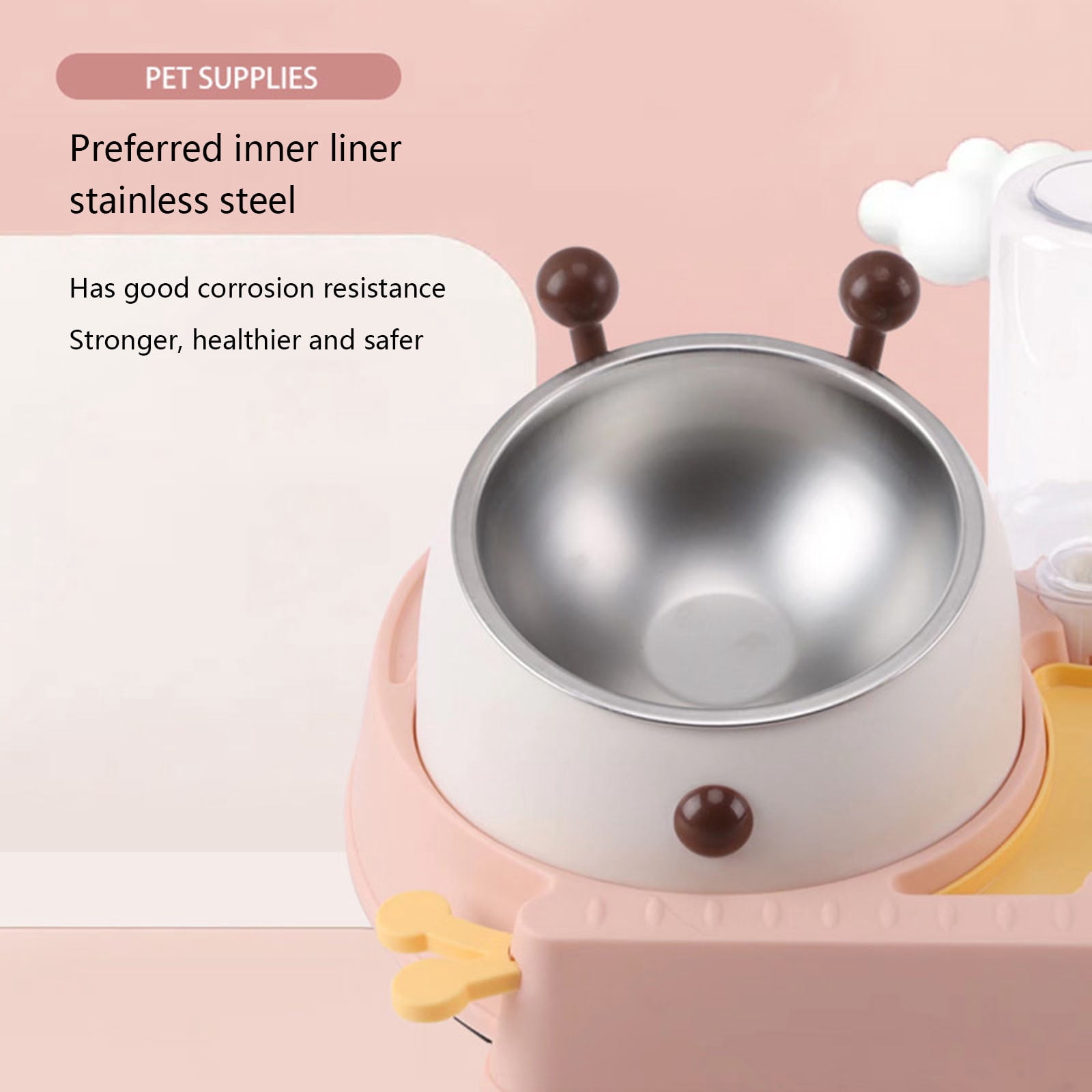 Pet Automatic Feeder Set Dog Bowl Waterer Slanted Raised Stainless Steel Bowl Re-fill Water Dispenser