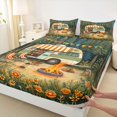 thumbnail image 4 of Catabedysis Happy Camping Bed Sheets For Girls,Cute Floral Camper Print Full Size Sheets,Multicolor,4pcs,1 Flat Sheet, 1 Fitted Sheet and 2 Pillowcases, 4 of 6