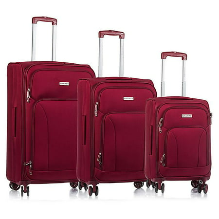 CHAMPS Travelers 3-Piece Softside Spinner Luggage Set in Red