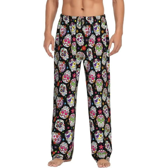 Mexico Ritual Figures Men's Pajama Pants Soft Breathable Sleep Lounge Pants With Pockets, Elastic Waist PJS Bottoms For Nightwear & Home Large