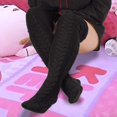 thumbnail image 4 of Women's Cable Knit Thigh High Socks Over Knee High Long Leg Stockings Extra Long Winter Long Boot, 4 of 4