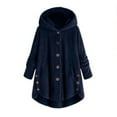 thumbnail image 2 of Floleo Women's Tops Jackets Clearance Fall Winter Women Plus Size Button Plush Tops Hooded Loose Cardigan Wool Coat Winter Jacket Deals, 2 of 7