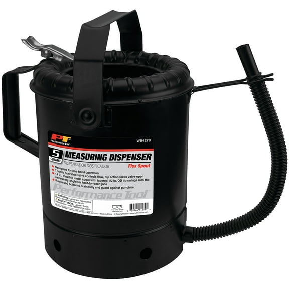 Performance Tool W54279 5-Quart Flex-Spout Measuring Dispenser, Black
