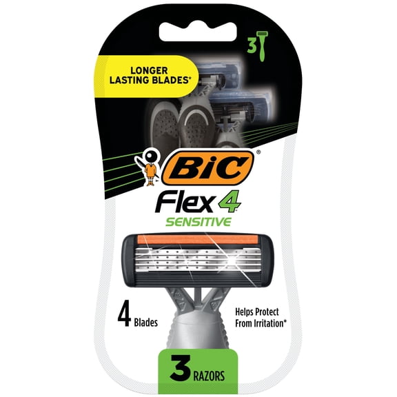 BIC Flex 4 Men's 4-Blade Disposable Razors, 3 Count