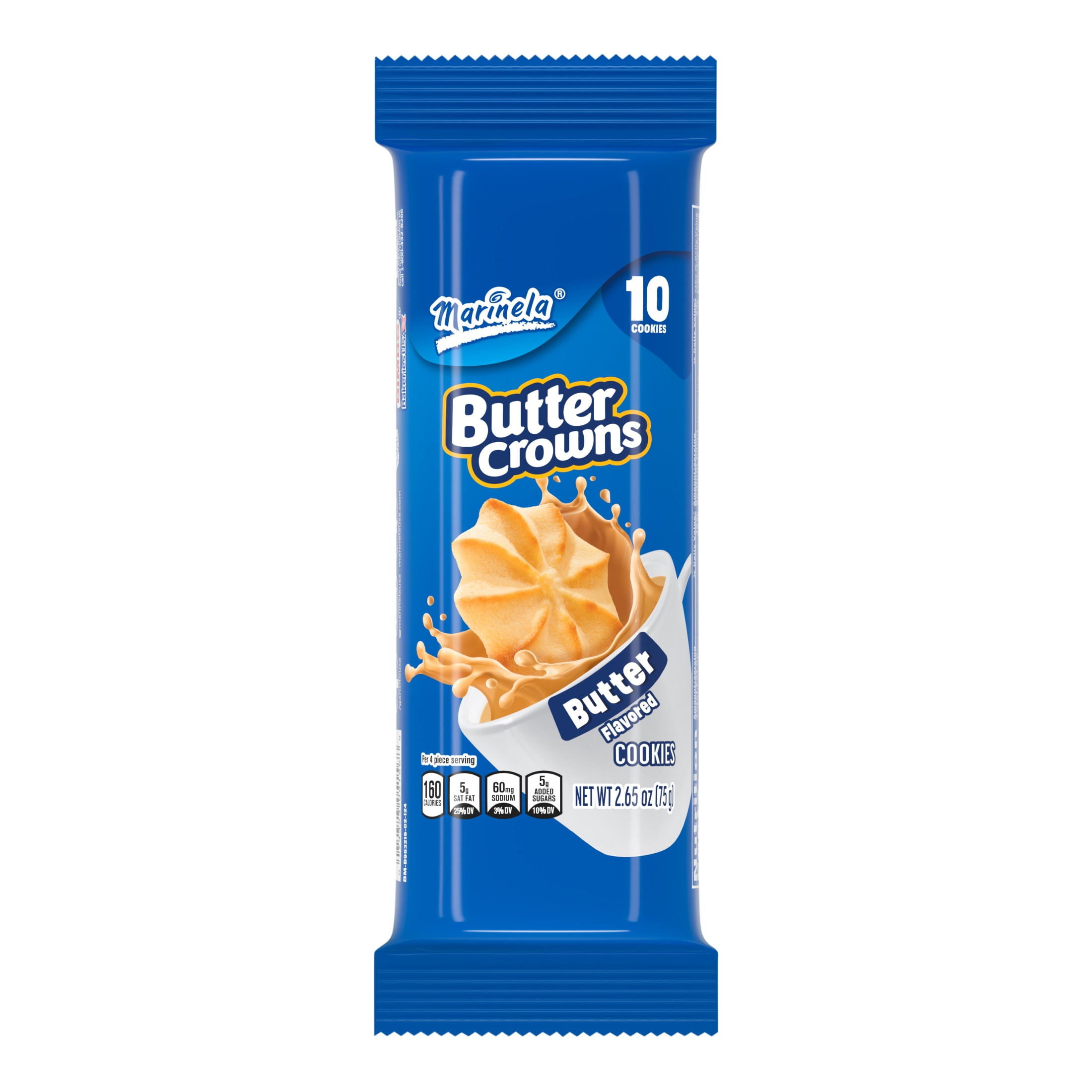 Marinela Butter Crowns Butter Flavored Cookies, 10 Count, Cookies, 2.65 oz Bag