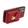 thumbnail image 3 of Feishell Crossbody Wallet Case for Samsung Galaxy S21 Ultra,with Detachable Shoulder Strap,Premium PU Leather Metal Snap Zipper Pocket Credit Card Holder Kickstand Phone Case for Women Men,Red, 3 of 10