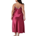 thumbnail image 3 of Agnes Orinda Women's Plus Size Satin Nightgown Silk Spaghetti straps V Neck Sleepwear Lingerie Slips Maxi Nightdress 2X Wine Red, 3 of 6