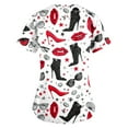 thumbnail image 5 of Scrubs For Women Petite,Women's V-Neck Valentine's Day Printed Fashion Loose-Fit Short-Sleeve Nursing Scrubs Top with Pockets - Pink - L, 5 of 5