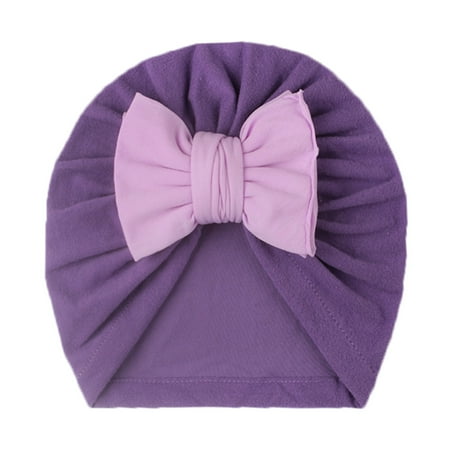 

Mnycxen Newborn Infant Baby Boys Girls Solid Hat Beanie Bowknot Elastics Turban Hat Cap