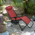 thumbnail image 4 of Kemon Zero Gravity Folding Lounge Outdoor Patio Adjustable Reclining Chair with Pillows and Cup Holders for Beach Set of 2, Red, 4 of 7