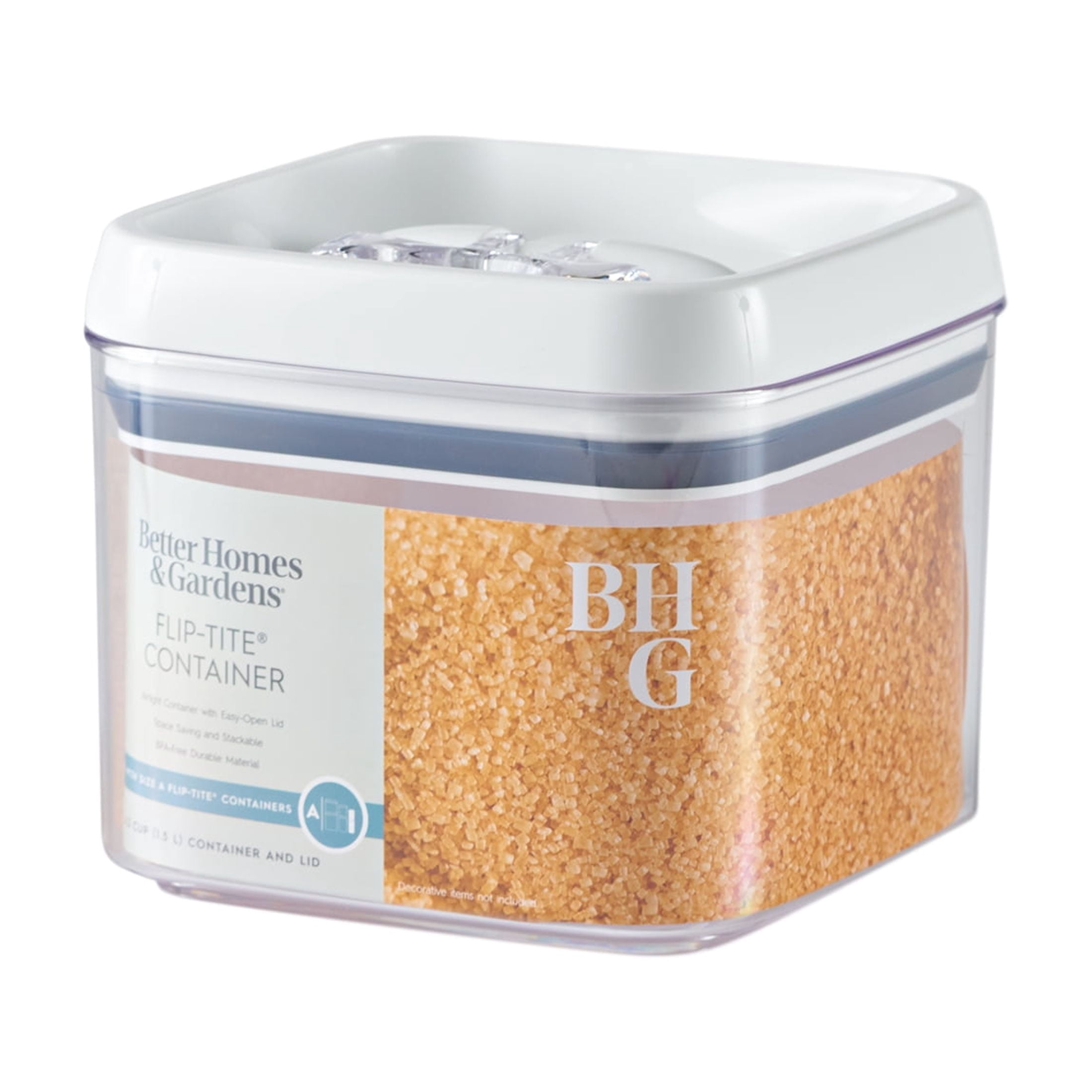 Better Homes & Gardens 6.2 Cup Flip-Tite Square Food Storage Container, BPA-Free, Clear Container with Easy Open Lid