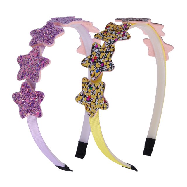 Bandas con purpurina Laklulu para niñas pequeñas, bandas de lentejuelas con dientes, banda antideslizante, accesorios para el cabello (2 piezas)