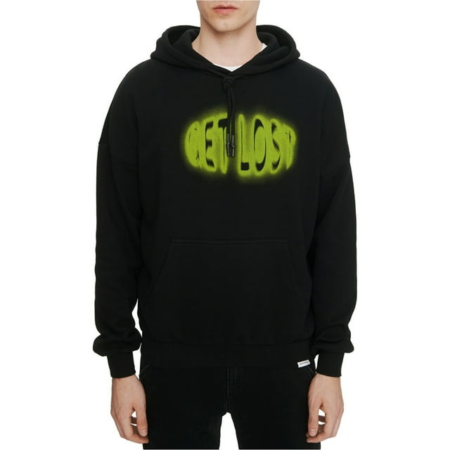 Elevenparis Mens Get Lost Hoodie Sweatshirt, Black, Medium