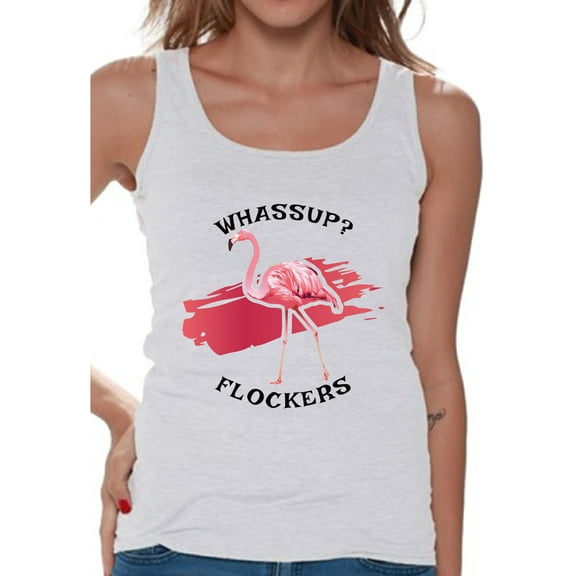 Awkward Styles Whassup Flockers Tank Top for Women Pink Flamingo Tank Flamingo Themed Party Summer Tank Top for Women Flamingo Sleeveless Tshirt Workout Clothes for Summer Beach Party Tank Top