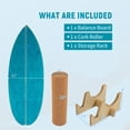 thumbnail image 3 of Gymax Balance Board Trainer Wooden Balancing Board w/Cork Roller & Storage Rack Blue & Natural, 3 of 10