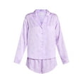 thumbnail image 5 of No Boundaries Sleepwear Satin Long Sleeve Button-Up Top and Shorts Set, 2-Piece, Women’s XS-XXL, 5 of 5