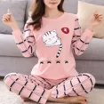 thumbnail image 2 of Conjuntos de pijamas para mujer, primavera otoño, camiseta de manga larga + pantalones, traje de 2 piezas, ropa de dormir de dibujos animados para mujer, ropa informal para el hogar, 2 of 5