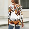 thumbnail image 4 of Trgacdwlo Womens Halloween 3/4 Sleeve Tops Funny Pumpkin Graphic Fall Henley Tops for Women Funny Ghost Graphic Pullover Shirts, 4 of 5