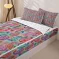 thumbnail image 3 of jejeloiu Cheerful Paisley Zipper Twin Comforter Sets with Fitted Sheet and 2 Pillowcases,Bright Motif Zipper Bedding Set For Adults,Pastel Multicolor,Reversible,4-Piece, 3 of 7