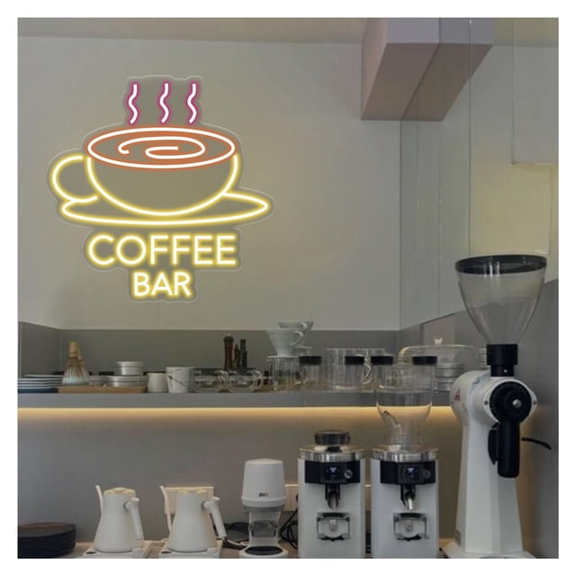 Letrero De Neón Coffee Bar, Luz LED Para Taza De Café, Decoración De Pared Para Cafetería, Regulable, 40cmx40cm