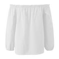 thumbnail image 5 of White Womens Tops Women's Blouse Off Shoulder Casual Sleeve T Shirt Shoulder Tops Size Summer Loose Ruffle Top Going Out Tops for Women, 5 of 6