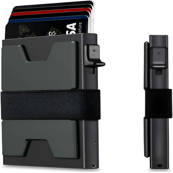 GASTROPOD Slim Card Holder, Minimalist Pop Up Wallet for Men | RFID Blocking, Cash Band, 12 Cards Storage (Black)