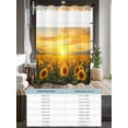 thumbnail image 6 of No Hook Cloth Fabric Shower Curtain with Snap in Liner, Sunflower Field Waterproof Shower Curtains Set with See Through Top Window, Summer Vintage Sunset Botanical Floral Bath Curtains Shower 48"x72", 6 of 6