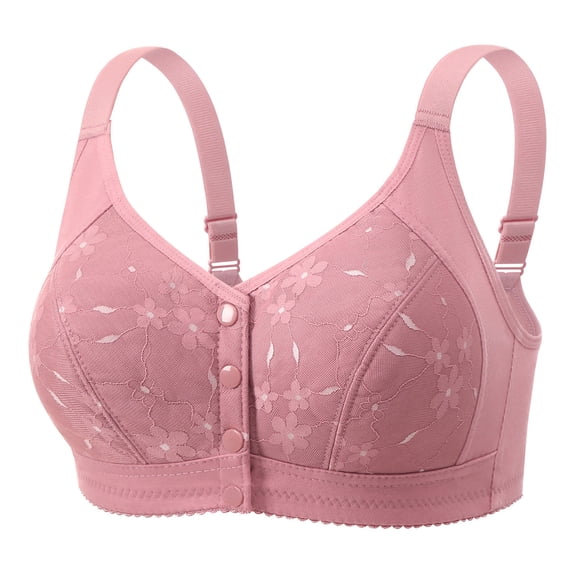 Zpanxa Lace Front Closure Bra Wireless Embroidery Design Breathable Comfort Lightweight T-Shirt Bra for Women