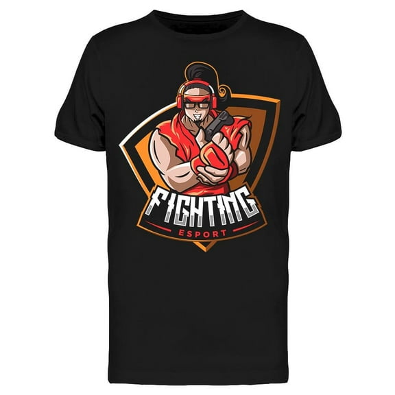 Fighter E-Sport Gamer Icon T-Shirt Men -Image by Shutterstock, Male Large