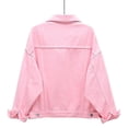 thumbnail image 2 of Chaqueta vaquera para mujer, chaqueta corta holgada de manga larga, Top informal de talla grande, 2 of 3