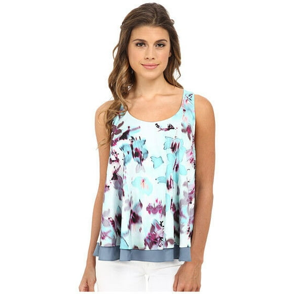 $118 CATHERINE CATHERINE Malandrino Blouse RUTH Haut FLORAL Ciel Aquarelle 4