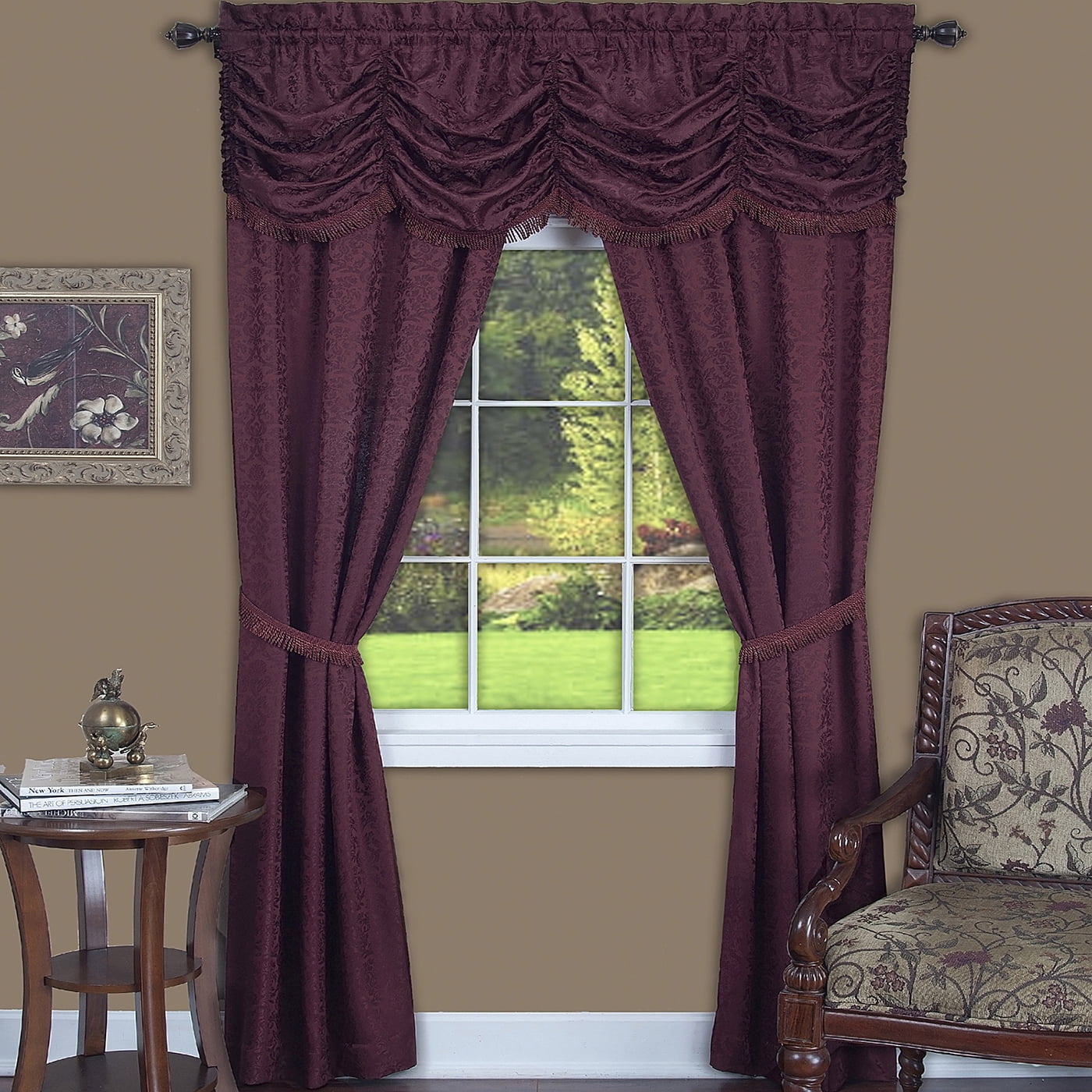 Complete 5 Pc Window in a Bag Floral Sheer Curtain Set Assorted Colors & Sizes 