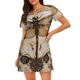 thumbnail image 1 of Balery Vintage Dragonfly Artwork Camisón de manga corta con cuello redondo para mujer, cómodo y elegante., 1 of 6