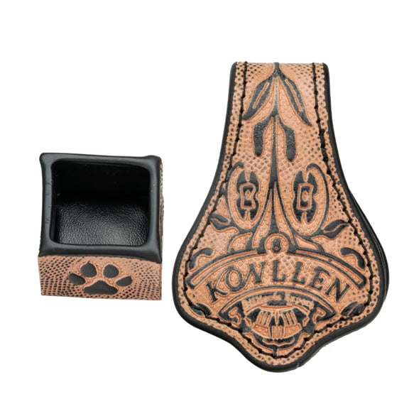 KONLLEN Billiard Chalk Holder with Square Leather Engraved Magnetic Support for Pool Cue Snooker Silent Billiard Accessories