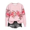 thumbnail image 2 of Spring Tops for Women Homenesgenics Clothes under $5.00 Fashion Women's Casual Long Sleeve Round Neck Ladies Sweatshirt Tops Blouse(Pink,XXL), 2 of 4
