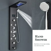 Senlesen Black Shower Panel Tower LED Rain Shower Faucets Massage System Body Jet Sprayer