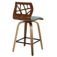 thumbnail image 5 of Folia Mid-Century Modern Counter Stool in Walnut Wood and Teal Fabric by LumiSource - Set of 2, 5 of 7