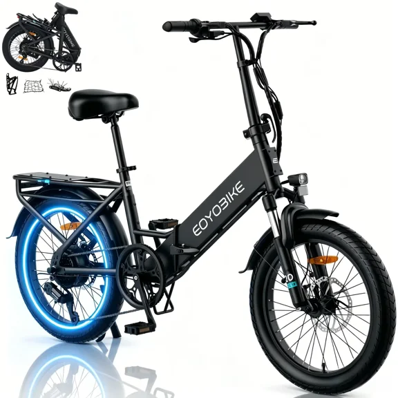 Lilypelle Folding Electric Bicycle for Adults, Peak 1000W Rear Motor，48V 500Wh Built-in detachable battery,20"×3.0 Fat Tire 7 Speed Step-Thru Electric Cargo Bicycle，28MPH, Fits for 4'9" to 6'5"