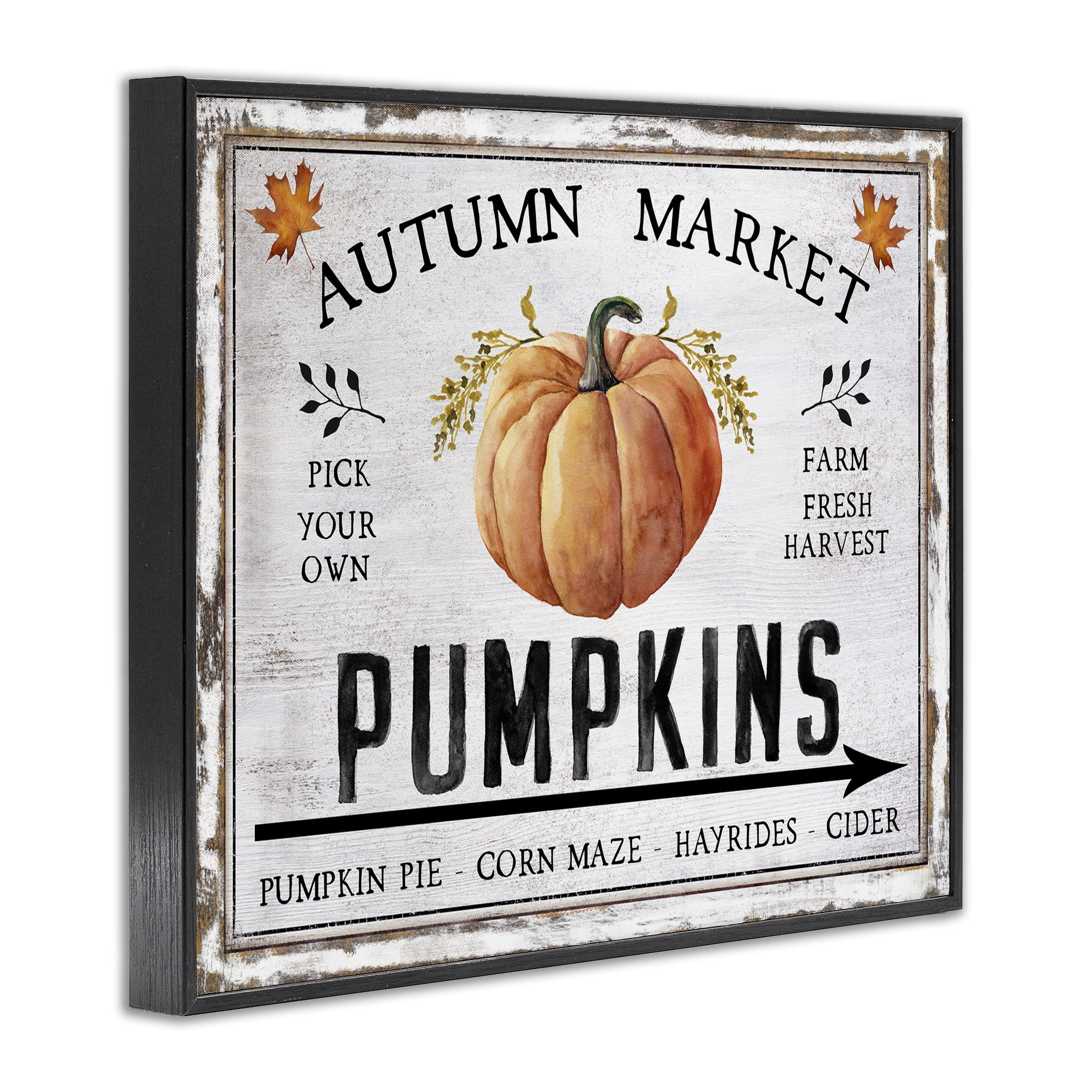 Stupell Industries Autumn Market with Arrow Holiday Painting Black Framed Art Prints Wall Art, 30 x 24