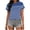 Blue, variant on Women's Short Sleeve T Shirts Striped Colorblock Crewneck Casual Summer Tops Soft Jersey Knit Tee Regular Fit Side Slit T-Shirt for Vacation Errands Outfits
